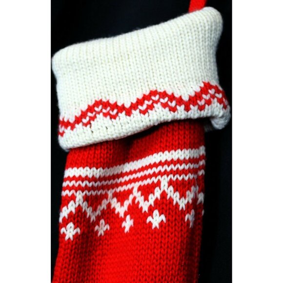 Pottery Barn Kids Christmas Stocking Red White Knit Sweater Reindeer Ornaments - Picture 7 of 12